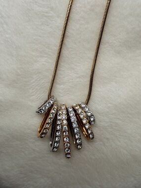 Swarovski Gold and Silver Crystal Multi-Bar Slide Pendant Necklace